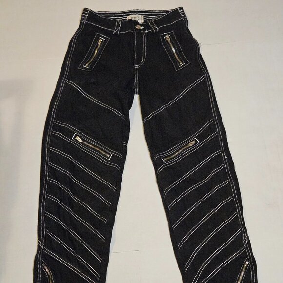 BDG Urban Outfitters Black Zippered Moto Jeans Size 24 - Picture 1 of 7